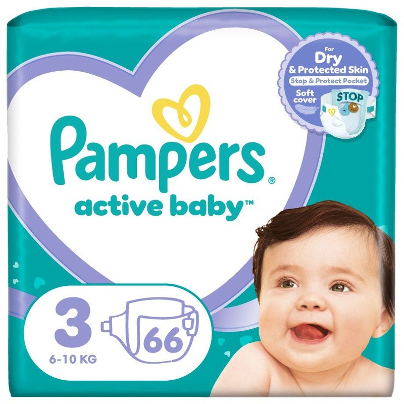 Active Baby 3 Maxi Pack waga 6 - 10 kg Pampers 66 sztuk