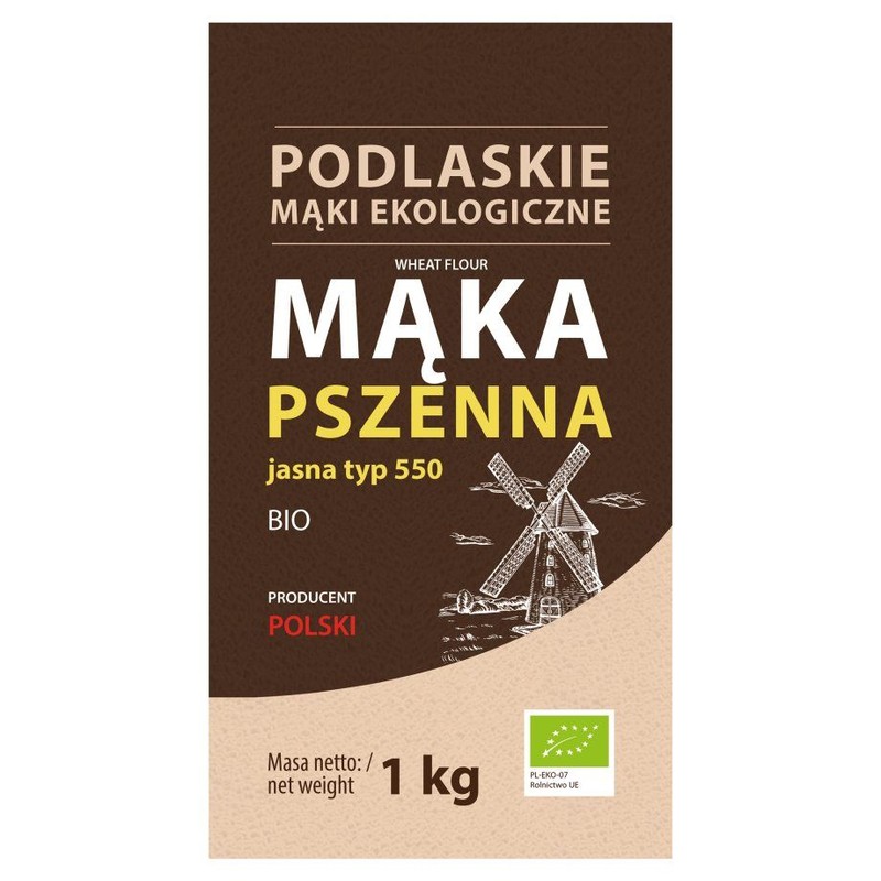 BIO Mąka pszenna jasna typ 550    Podlaskie Mąki Ekologiczne 1 kg