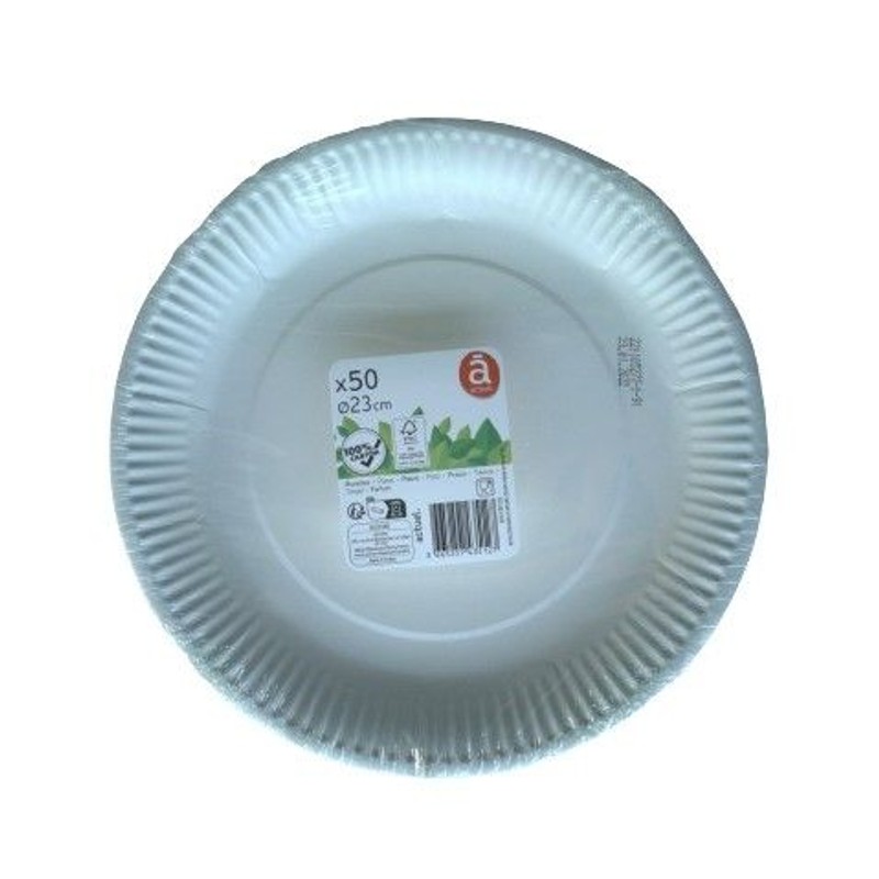 Talerz jednorazowy, średnica 23 cm, 50 sztuk Auchan 50 sztuk