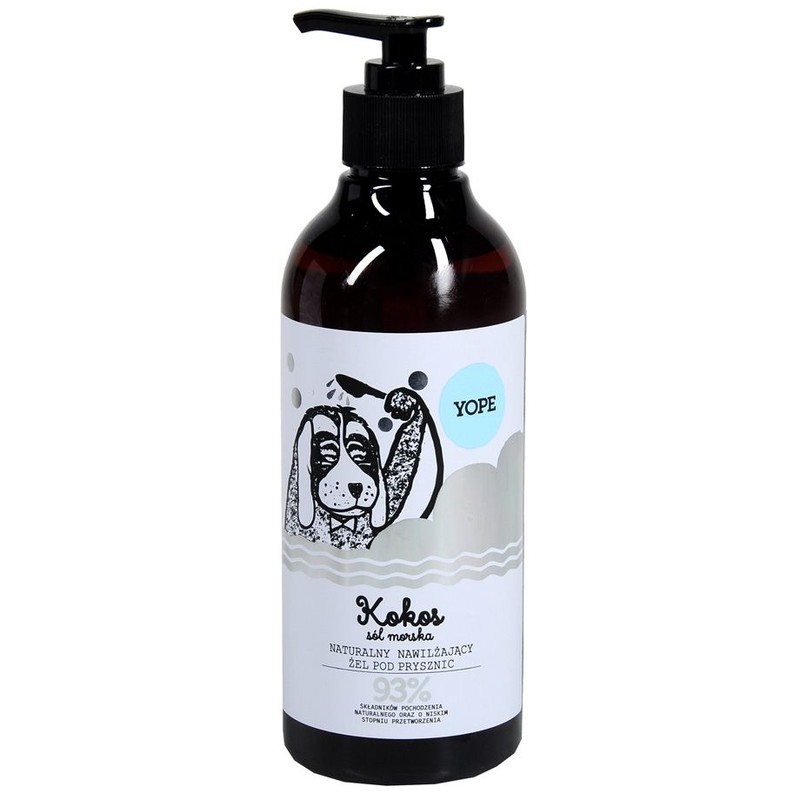 Naturalny nawilżający żel pod prysznic kokos i sól morska Yope 400 ml