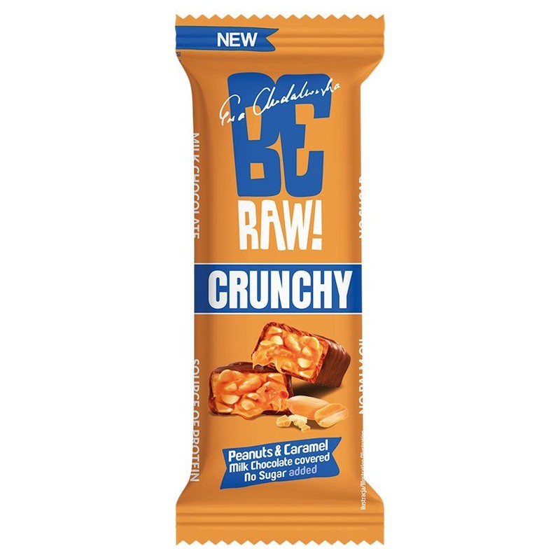 Baton Crunchy z orzechami arachidowymi i nadzieniem o smaku karmelowym  Be Raw! 40 g