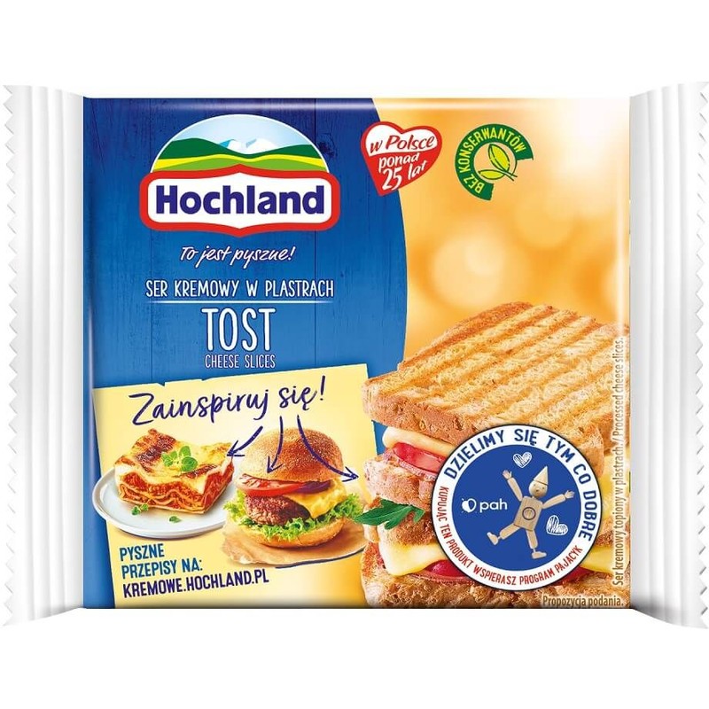 Ser tost kremowy topiony w plastrach Hochland 130 g