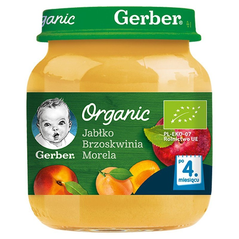 BIO Organic jabłko, brzoskwinia, morela po 4. miesiącu Gerber Organic 125 g