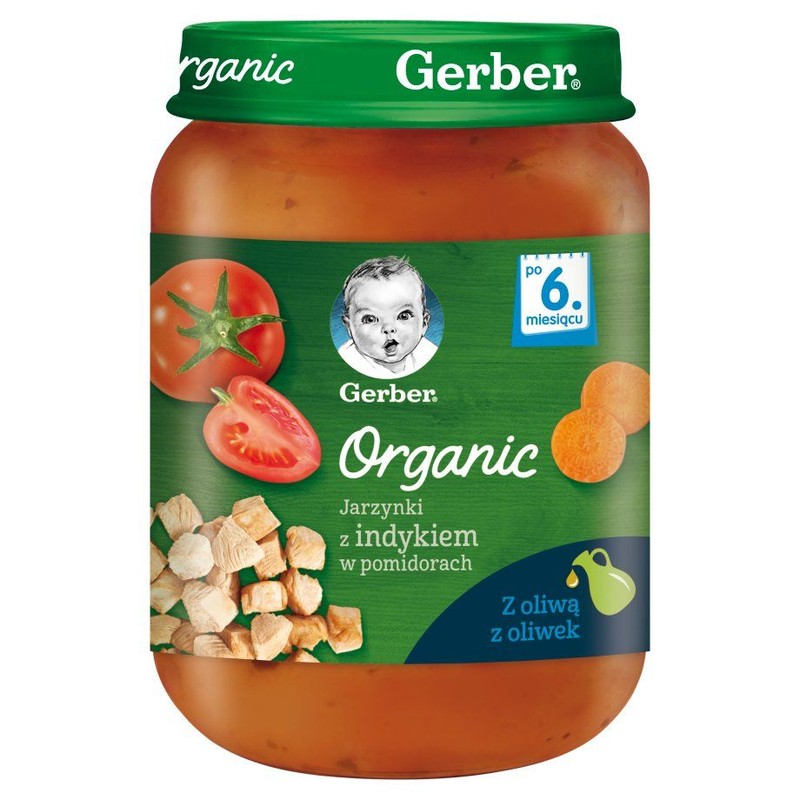 BIO Jarzynki z indykiem w pomidorach po 6. miesiącu Gerber 190 g