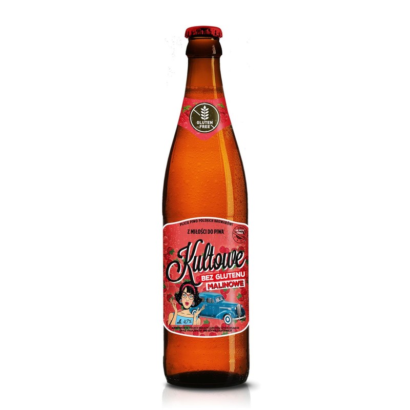 Piwo Kultowe bezglutenowe malinowe alk.obj. 4.7% Browar Staropolski 500 ml