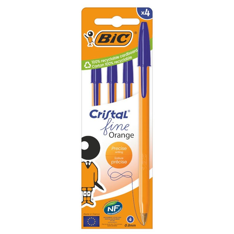 Zestaw długopisów Orange Original Fine niebieskie BiC 4 sztuki