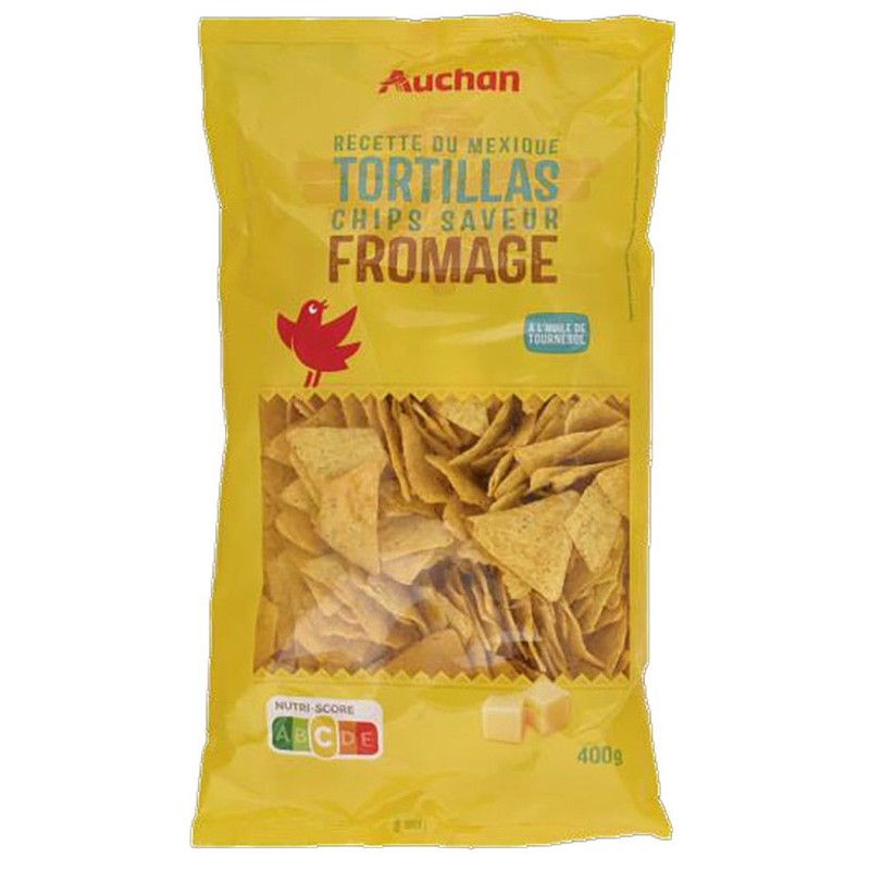 Nachosy bezglutenowe kukurydziane o smaku sera Auchan 400 g