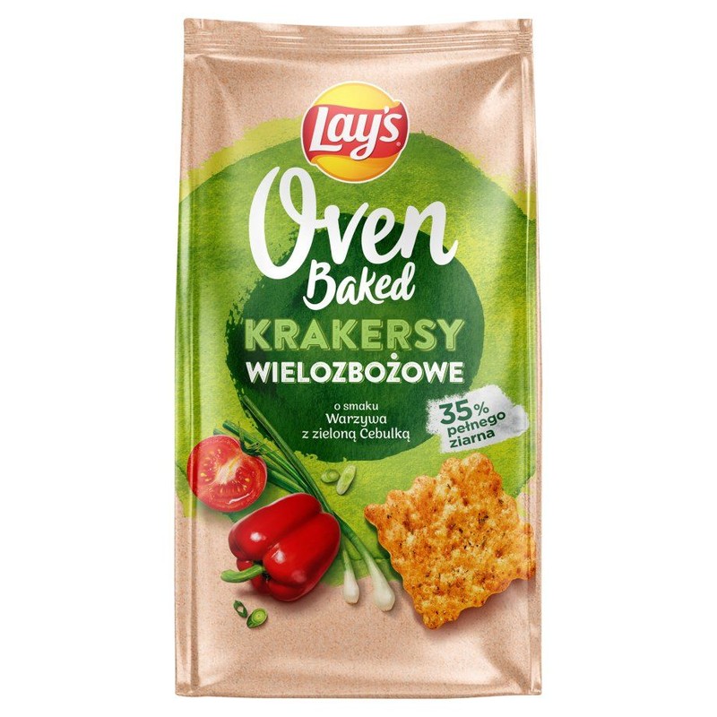 Krakersy Oven Baked wielozbożowe o smaku warzyw z zieloną cebulką Lay's 80 g