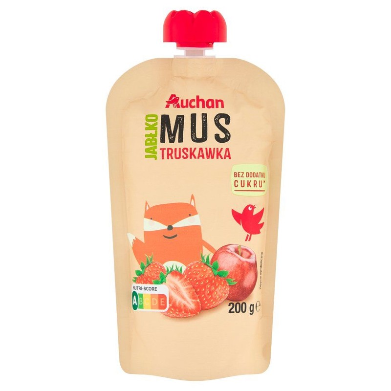 Mus jabłko - truskawka bez dodatku cukru Auchan 200 g