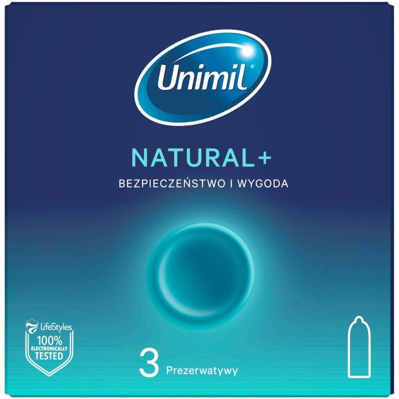 Prezerwatywy natural gładka powierzchnia Unimil 3 sztuki