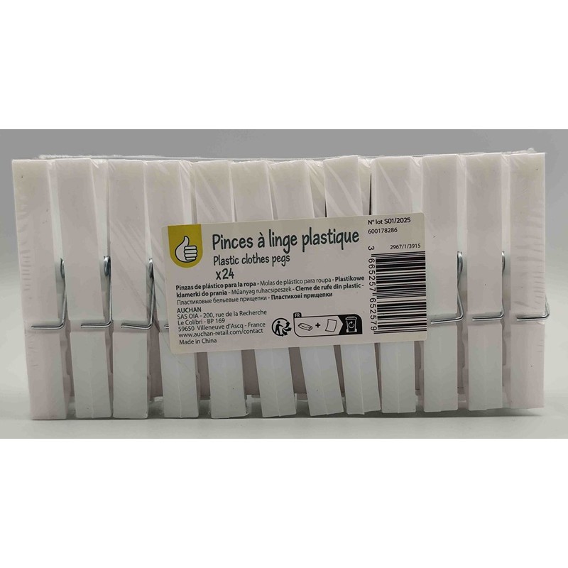 Zestaw plastikowych spinaczy do ubrań Essentials Actuel 24 sztuki