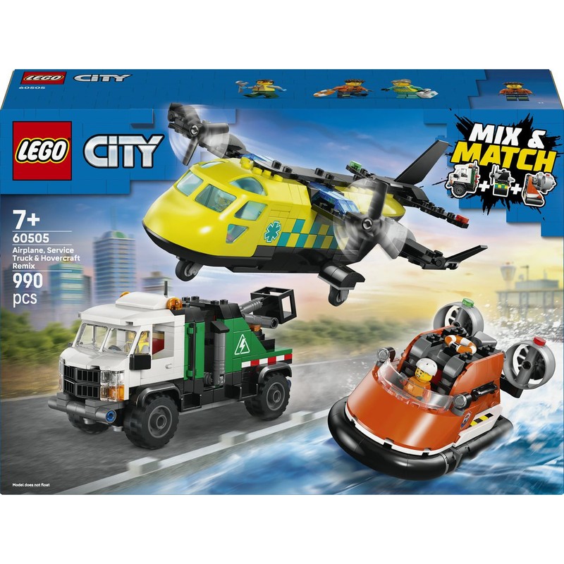 City Zestaw z samolotem, ciężarówką serwisową i poduszkowcem 60505 LEGO 1 sztuka
