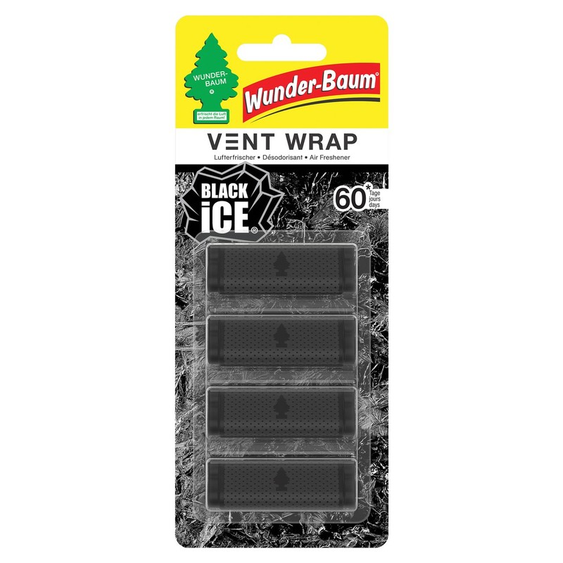 Zapach do samochodu Vent Wrap Black Ice Wunder-Baum 4 sztuki