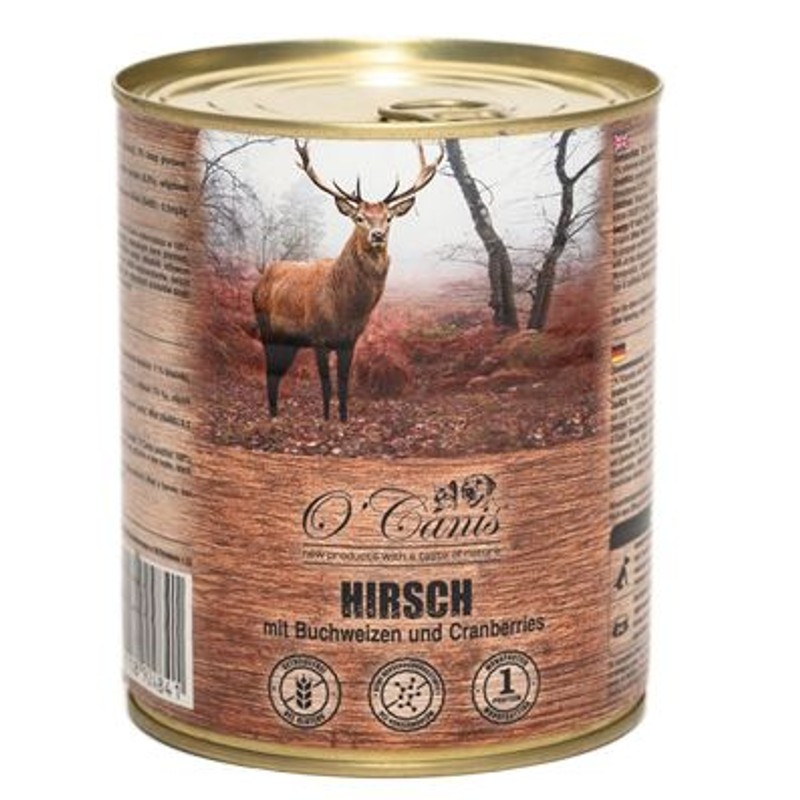 Karma mokra dla psów Jeleń z kaszą gryczaną   O'Canis 800 g