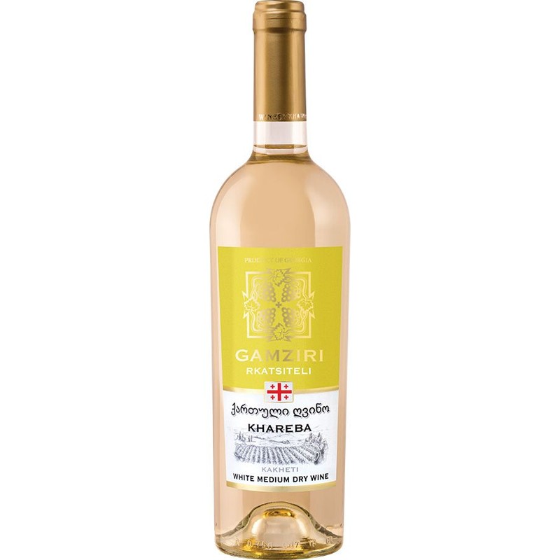 Wino gruzińskie białe półwytrawne Rkatsiteli alk. 12,5% obj. Gamziri 750 ml