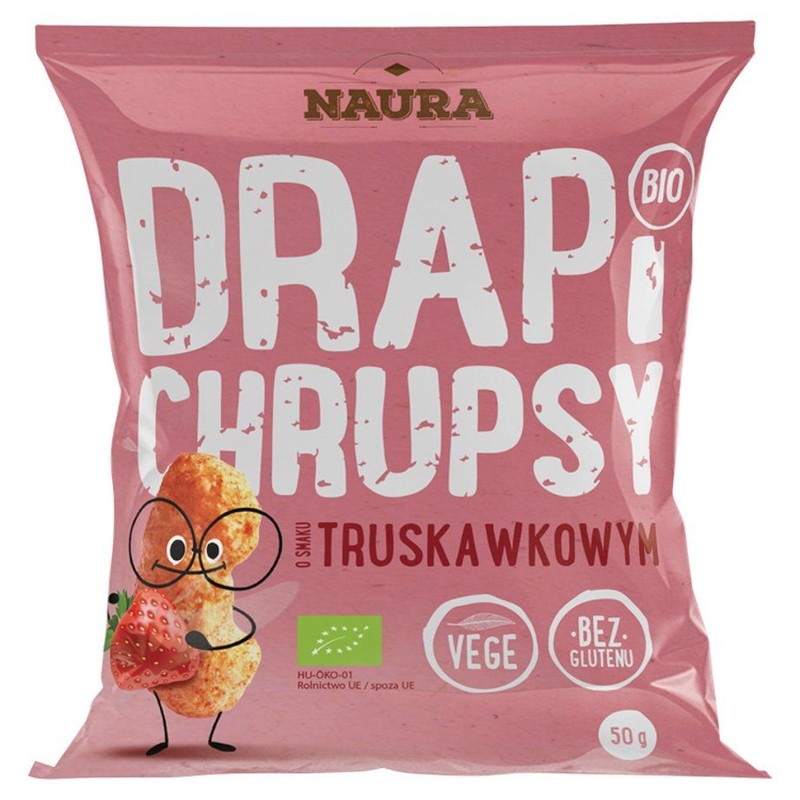 BIO Chrupki kukurydziane o smaku truskawki Naura 50 g