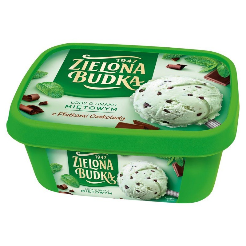 Lody o smaku miętowym z płatkami czekolady Zielona Budka 1 l