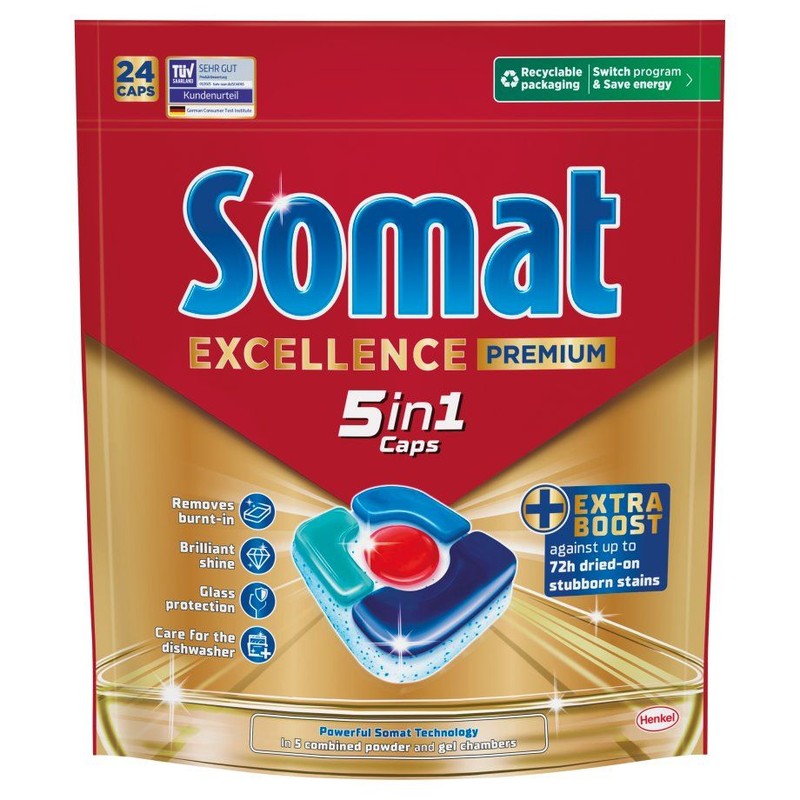 Kapsułki do zmywarki Excellence 5in1   Somat 24 kapsułki