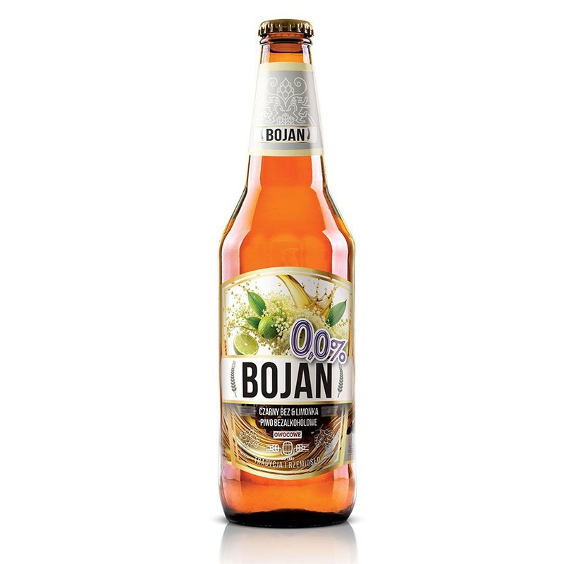 Piwo bezalkoholowe smakowe Czarny Bez i Limonka alk. 0,0% obj. Bojan 500 ml
