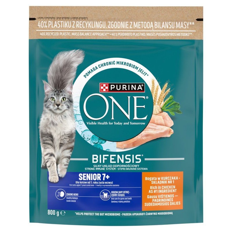 Bifensis kurczak karma dla kotów od 7. roku życia PURINA ONE 800 g