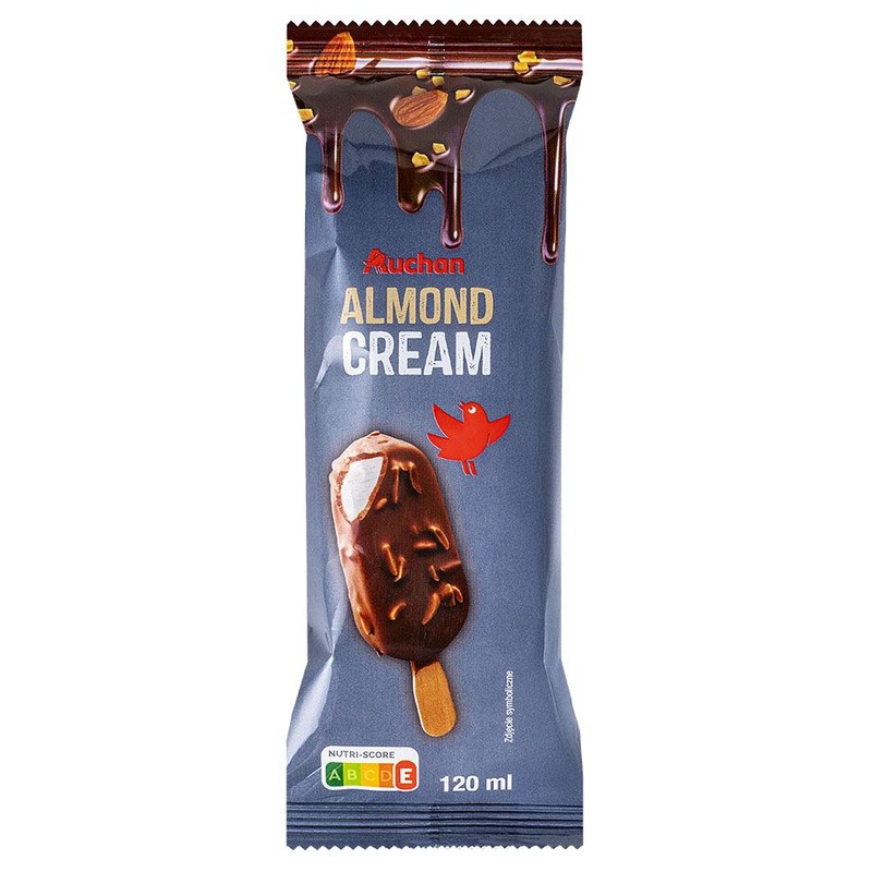 Lody śmietankowo waniliowe w czekoladzie mlecznej z migdałami Auchan 120 ml