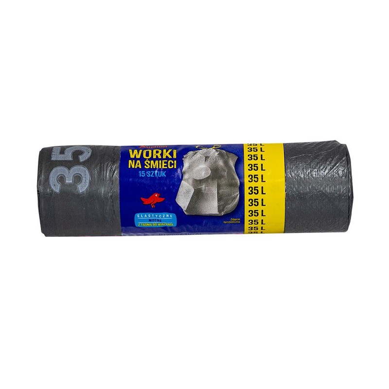 Worki na śmieci 35L srebrne Auchan 15 sztuk