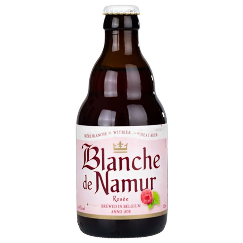 Piwo belgijskie smakowe Blanche de Namur Rose o smaku malinowym alk. 3,4% obj. Du Bocq 330 ml