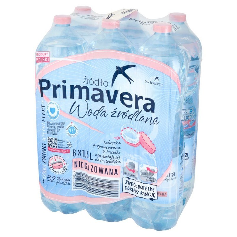 Woda źródlana niegazowana Primavera 6 x 1,5 l
