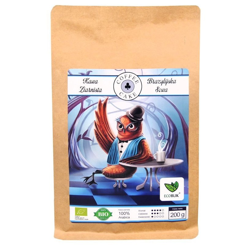 BIO Kawa ziarnista 100% Arabica Brazylijska Sowa Coffee Cake 200 g