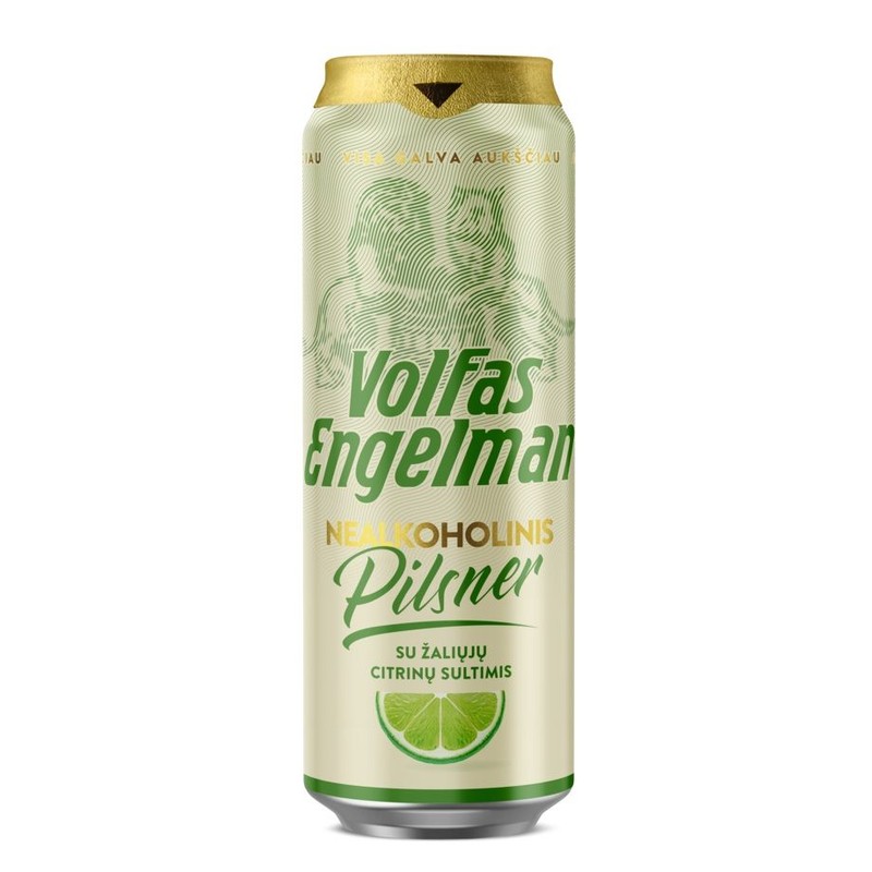 Piwo bezalkoholowe Pilsner z sokiem z limonki alk. 0,0% obj. Volfas Engelman 560 ml