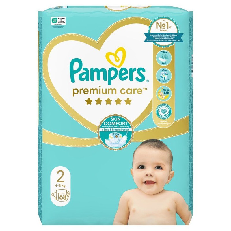 Pieluchy Premium Care 2 waga 4-8 kg jednorazowe Pampers 68 sztuk