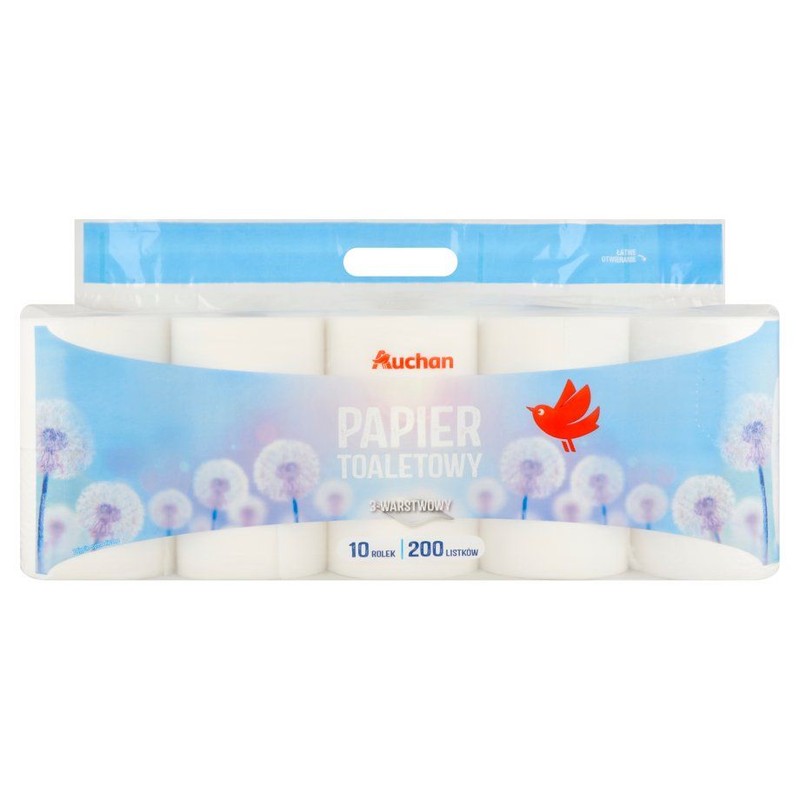 Papier toaletowy 3 warstwy Auchan 10 rolek