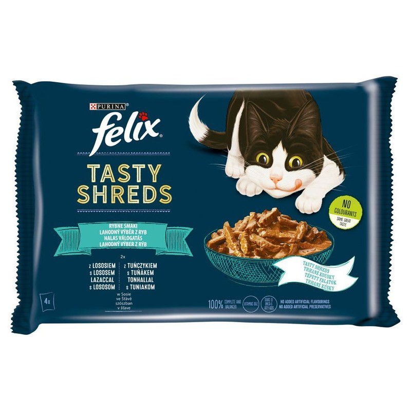 Karma mokra dla kotów z łososiem i tuńczykiem   Felix 4 x 80 g