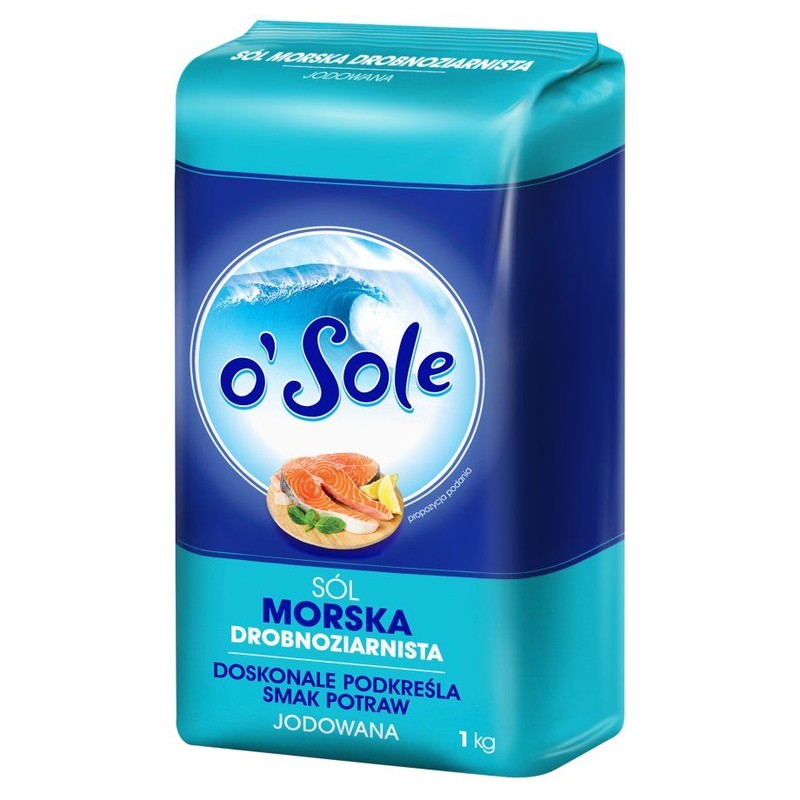 Sól morska, drobnoziarnista, jodowana o'Sole 1 kg