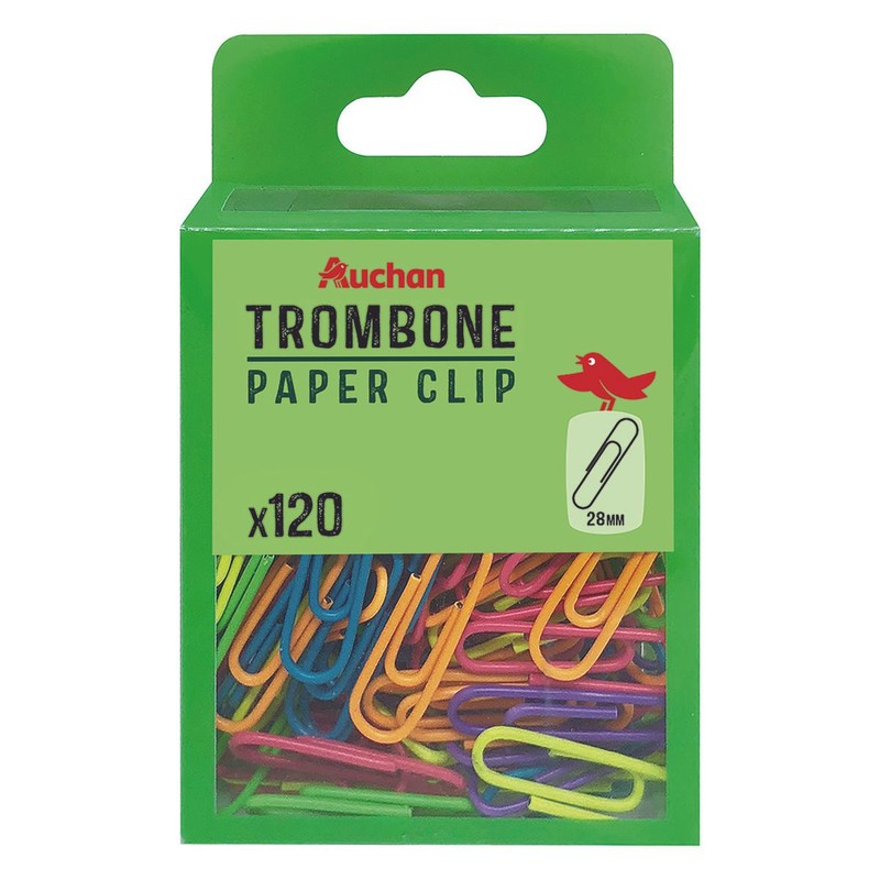 Kolorowe spinacze biurowe rozmiar 28 mm Auchan 120 sztuk