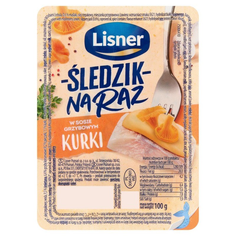 Śledzik na raz w sosie grzybowym Lisner 100 g