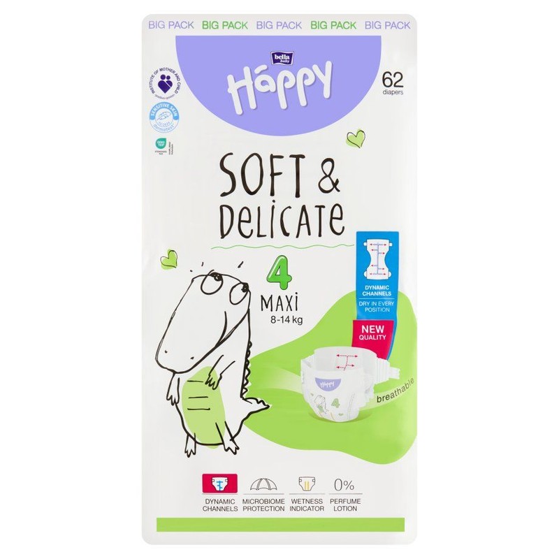 Pieluszki Maxi 4  8-14 kg Bella Baby Happy 62 sztuki