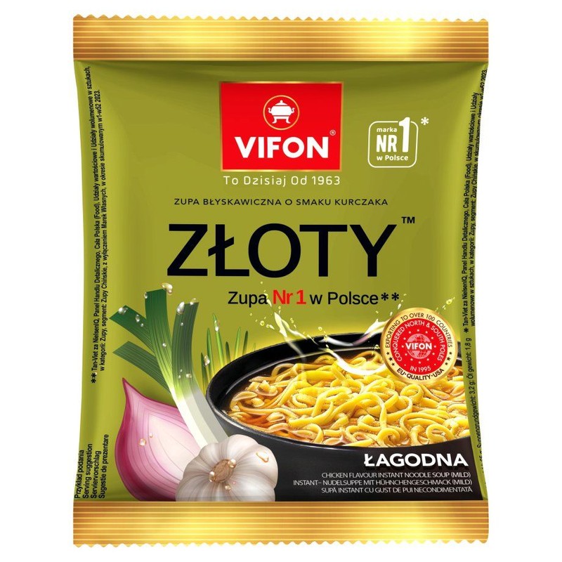 Zupa błyskawiczna łagodna Złoty kurczak  Vifon 70 g