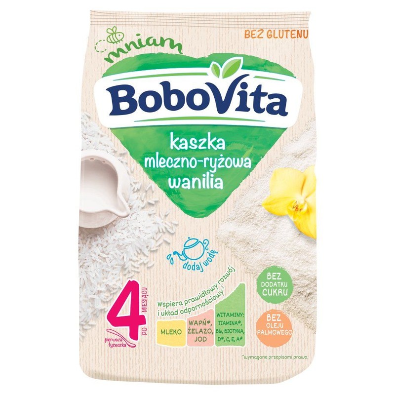 Kaszka mleczno-ryżowa waniliowa bez cukru po 4 miesiącu BoboVita 230 g