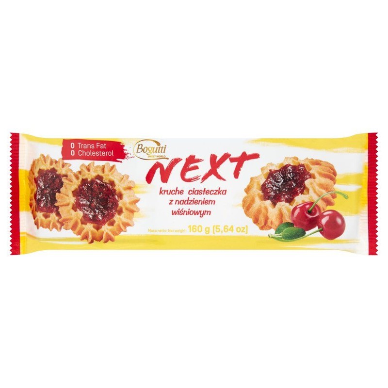 Kruche ciasteczka z nadzieniem wiśniowym Bogutti 160 g