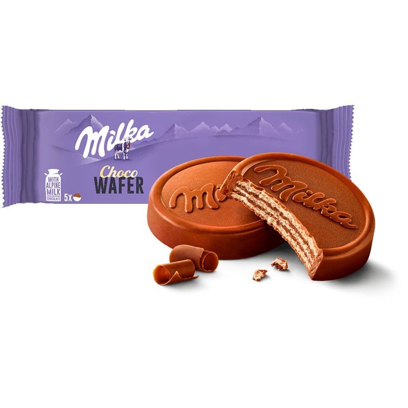 Wafle z kremem kakaowym oblane czekoladą Choco Wafer  Milka 150 g