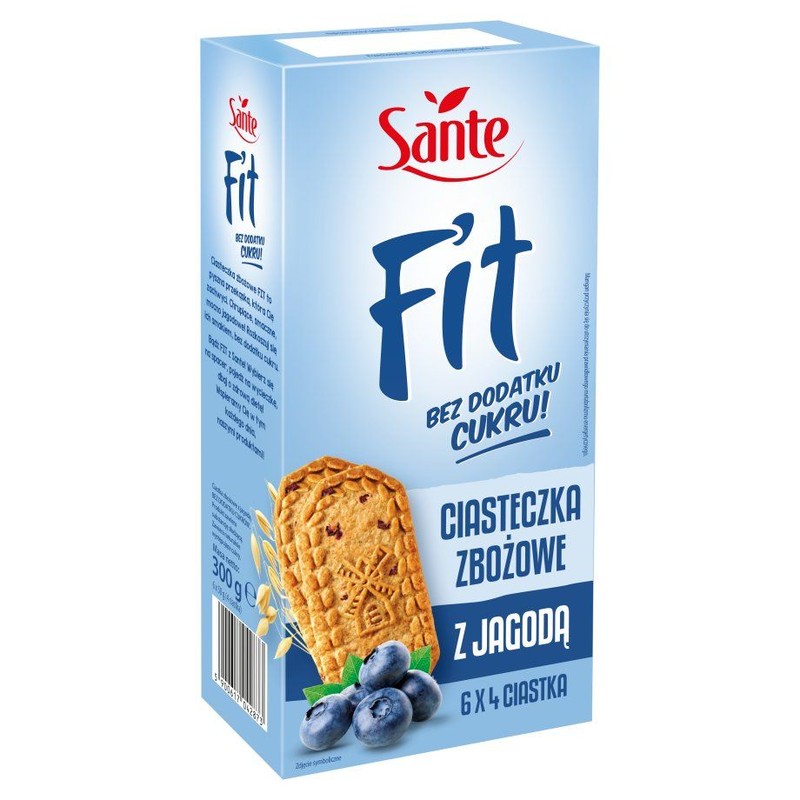 Ciasteczka zbożowe z jagodą bez dodatku cukru Sante 300 g