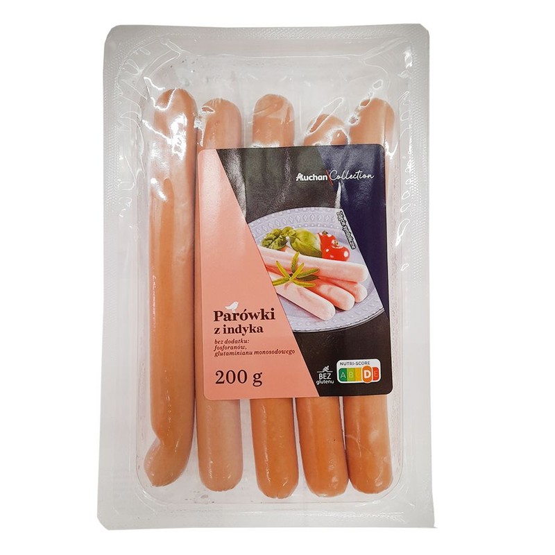 Parówki z indyka zawartość mięsa 93% Auchan Collection  200 g