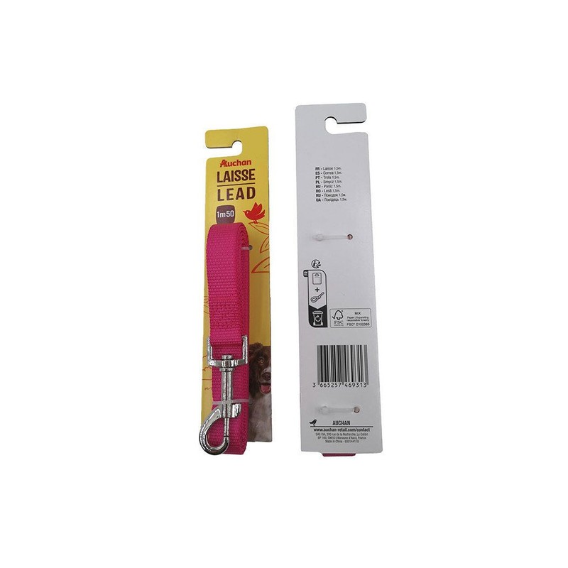 Smycz 2 cm x 1,5 m fuksja Auchan 1 sztuka