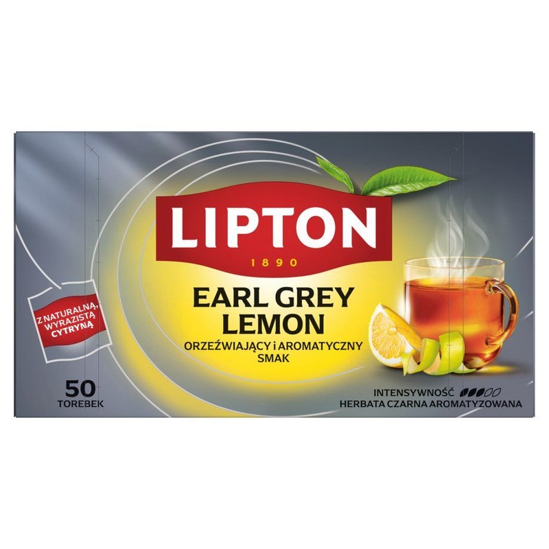 Herbata Earl Grey o smaku cytrynowym Lipton 50 torebek