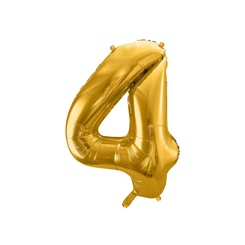 Balon foliowy Cyfra "4" złoty 86cm Party Deco sztuka