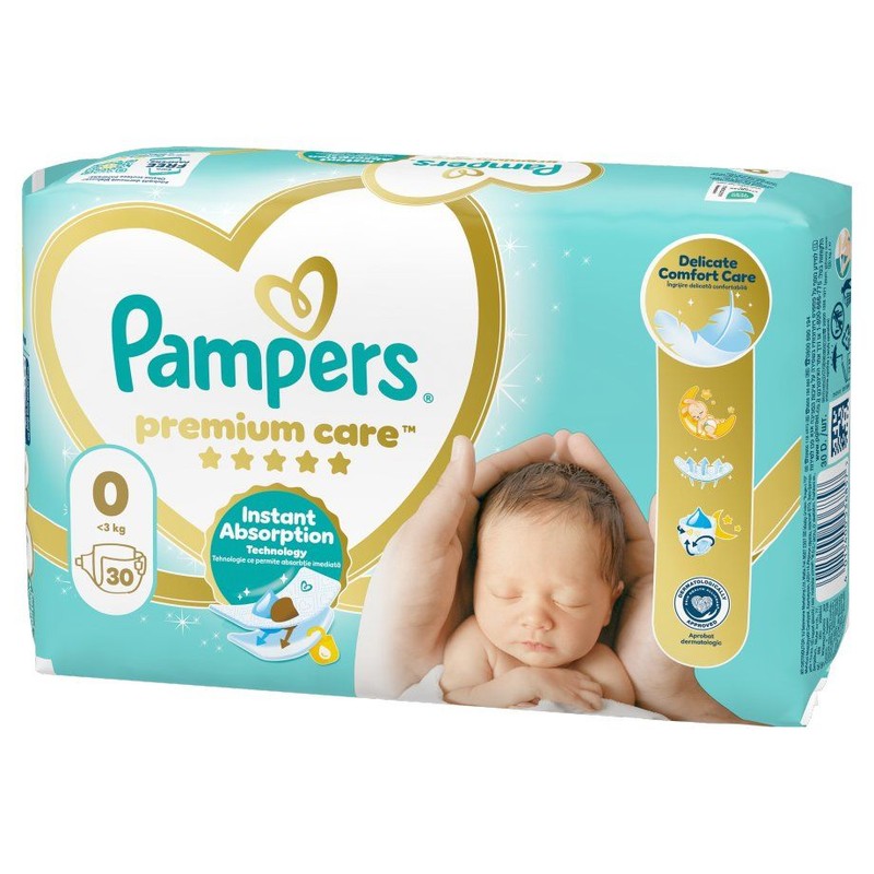 Pieluchy Premium Care 0 do 3 kg Pampers 30 sztuk