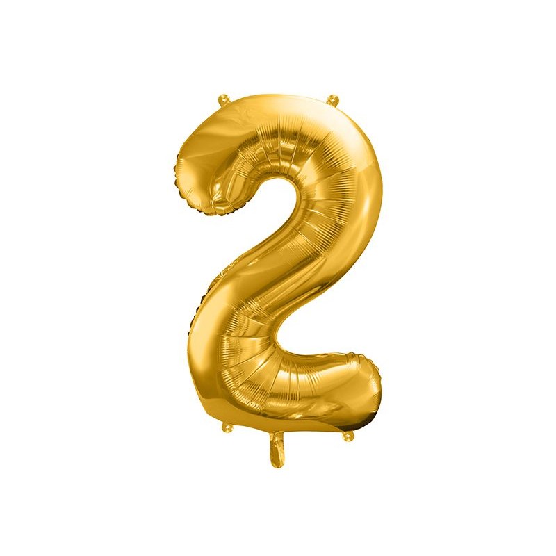 Balon foliowy Cyfra "2" złoty 86cm Party Deco 1 sztuka
