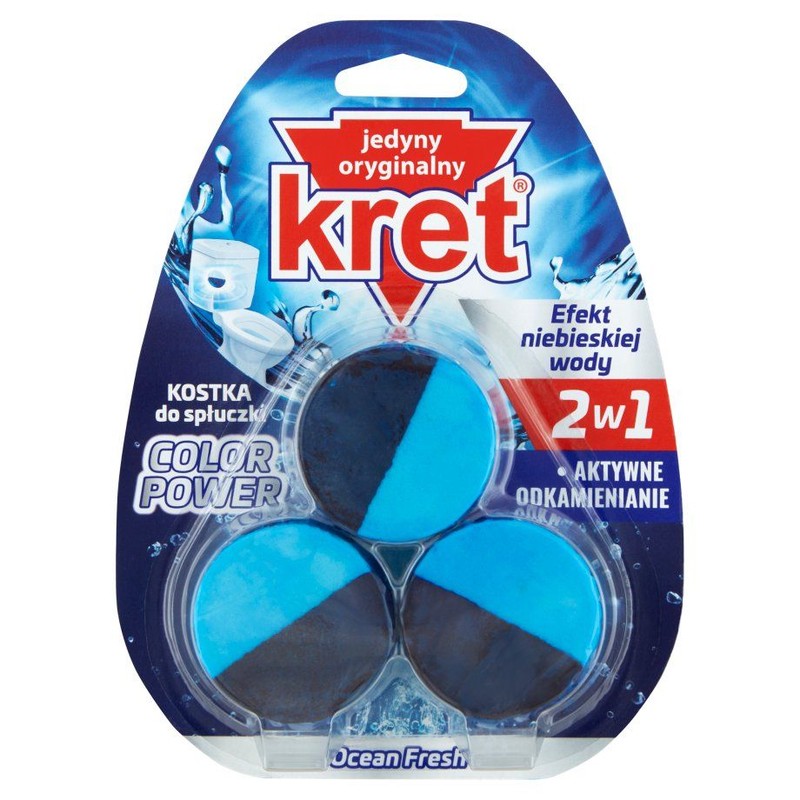 Kostka do spłuczki ocean fresh 50g Kret 3 sztuki