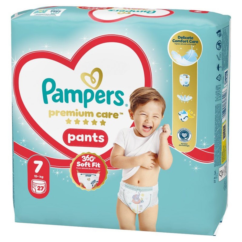 Pieluchomajtki Premium Care 7 17+ kg Pampers 27 sztuk